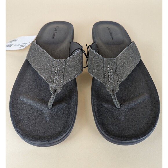 Club Room Riley Flip Flop Sandals Mens 10 Light Grey Toe-Post Flats Shoes NWT - Picture 6 of 12